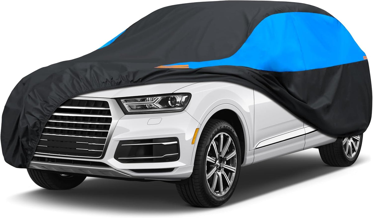 MORNYRAY Waterproof Car Cover All Weather Snowproof UV Protection Windproof Outdoor Full car Cover, Universal Fit for Sedan (Blue, S3-Fit SUV Length(191-201 inch))