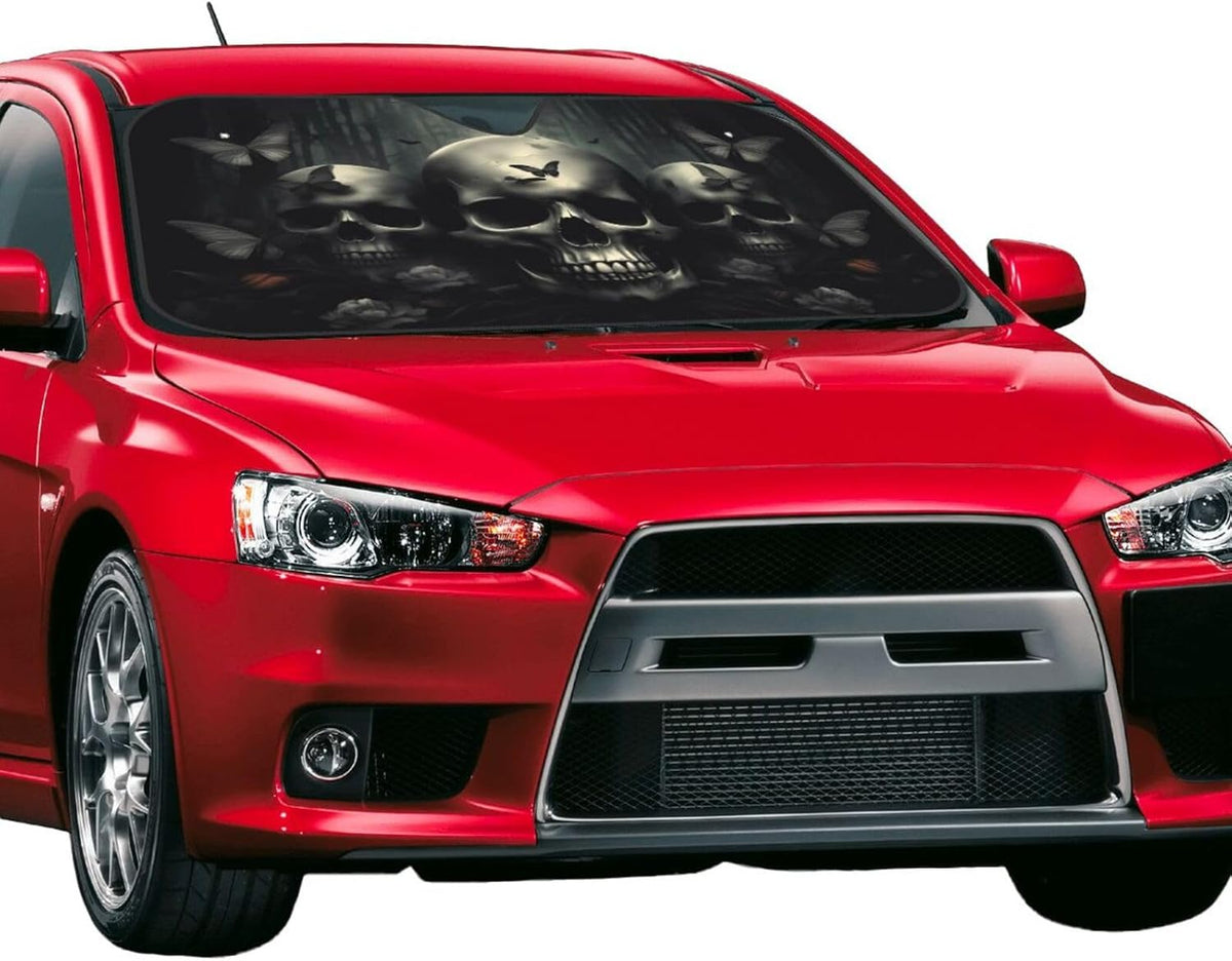 Skull Car Sun Shade Windshield Sunshade Foldable Front Window Shield Cover for Truck SUV