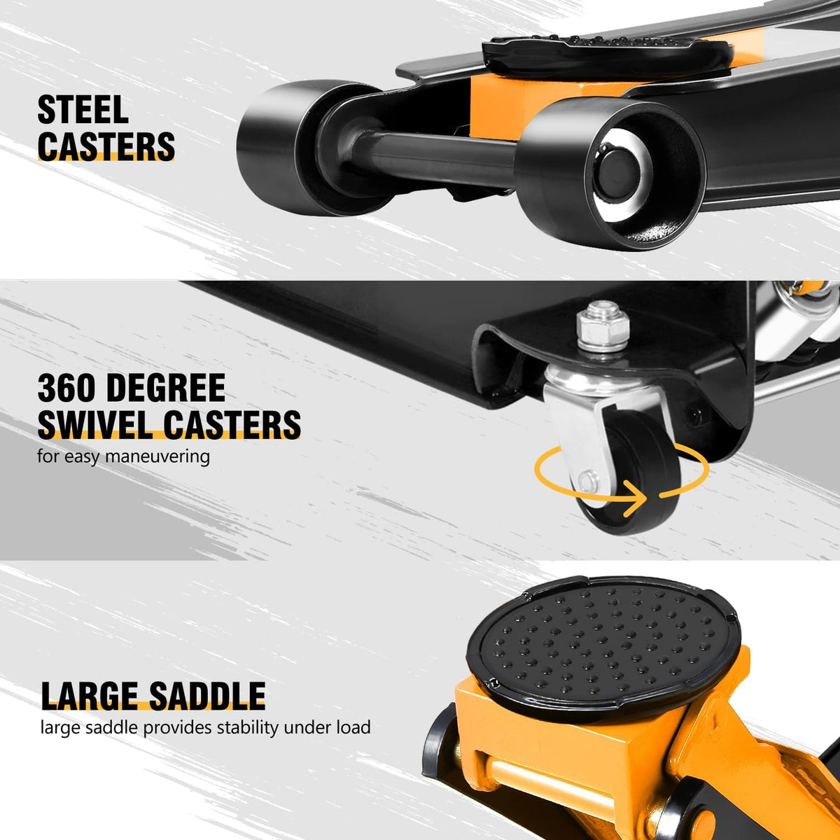 DNA MOTORING Low Profile Hydraulic Trolley Service/Floor Jack, 4 Ton (8000 lbs) Capacity, Lifting Range 4.5"-20", Orange, TOOLS-00307-OG