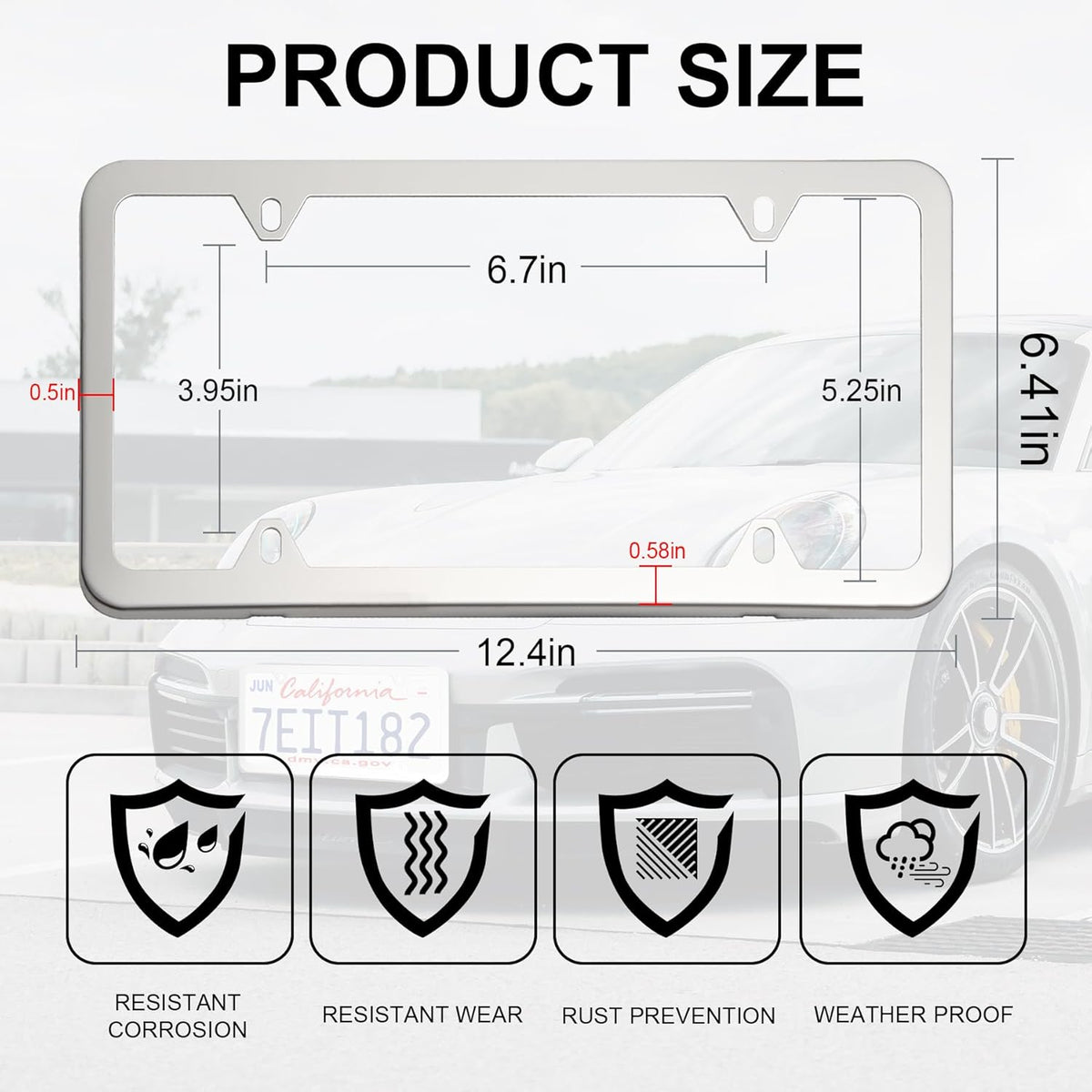 LivTee Chrome License Plate Frames, 4 Holes Stainless Steel License Plate Covers, 2PCS Car License Plate Holder, Automotive Accessories, Slim Design with Bolt and Gasket Cover for US Cars(Silver)