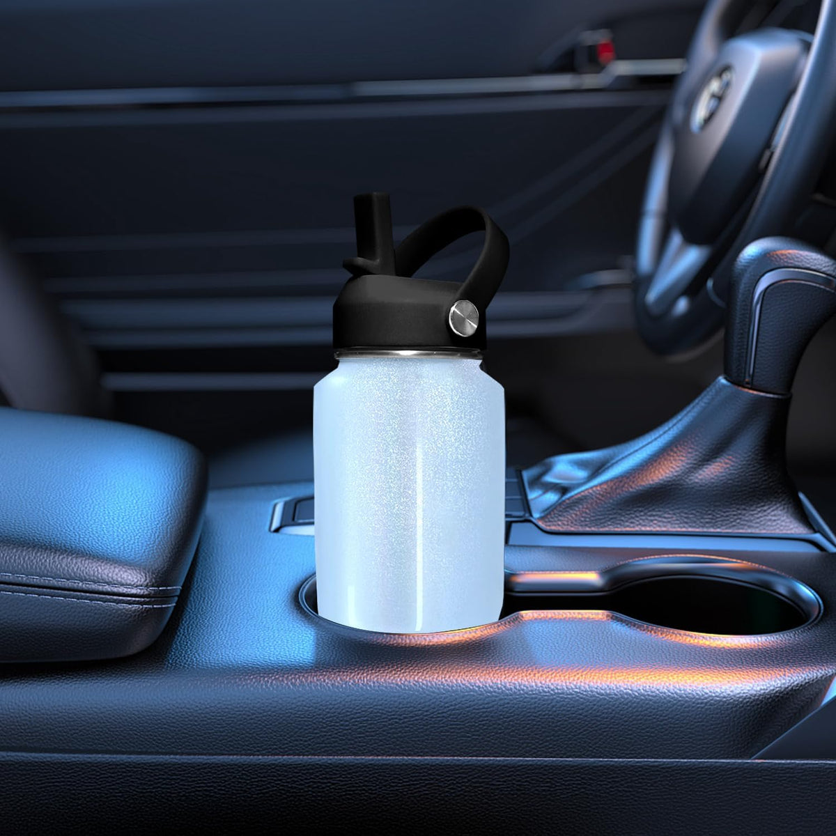 SENDESTAR 40oz Stainless Steel Water Bottle(Cold for 48 Hrs, Hot for 24 Hrs),Double Wall Vacuum Insulated Bottle with Straw Lid, Spout Lid and Flex Cap, Fit in Any Car Cup Holder TXIN-40-Laser Blue
