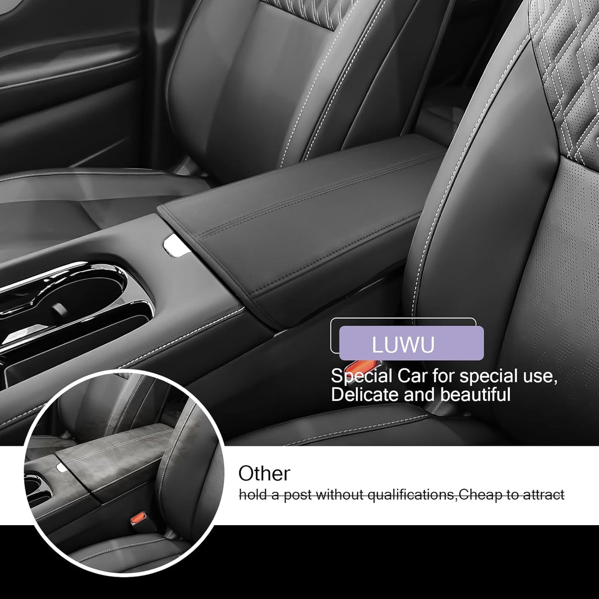 LUWU 2025 Murano Center Console Cover Compatible with 2025 Nissan Murano Accessories 2025 Murano SL/SV/Platinum Armrest Cover Center Console Pad Armrest Console Cover (Thin Black)