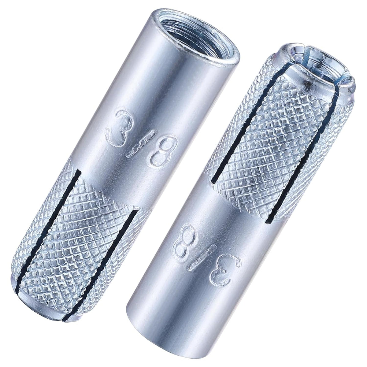 Wensilon(20 pcs) 3/8"-16 Premium Zinc Plated Carbon Steel Drop in Anchors Assortment, Knurled Drop-in-Anchor for Solid Concrete, Internal Forced Expansion Screw Bolts