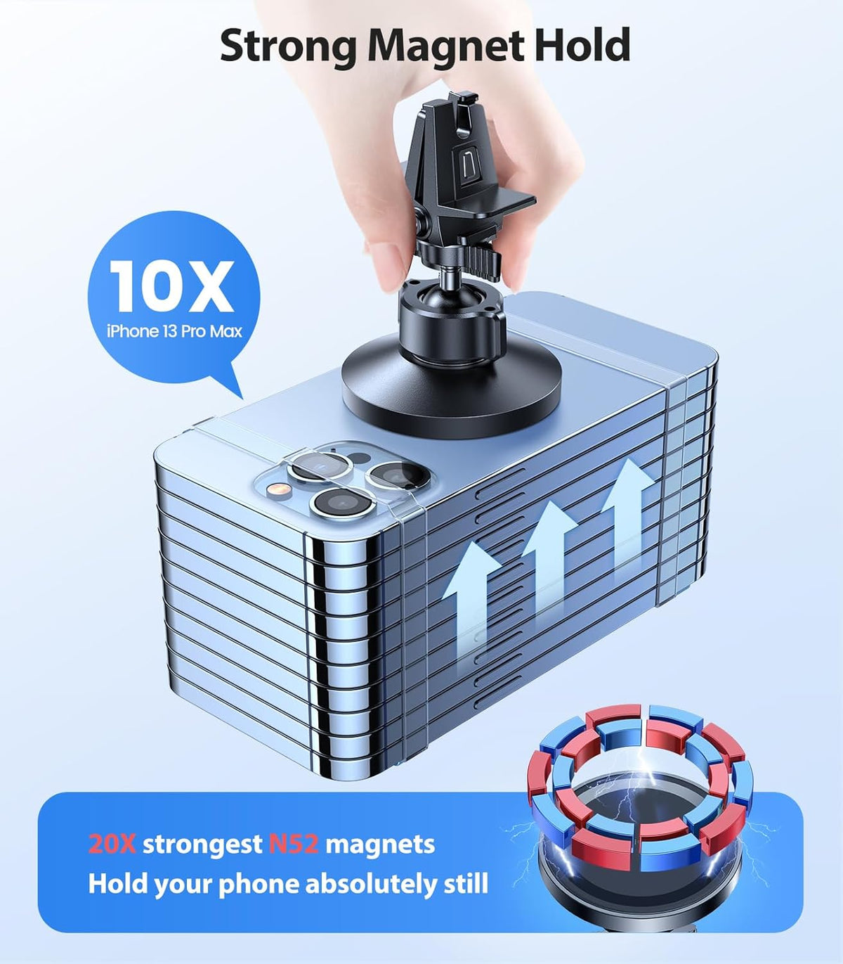 VICSEED for MagSafe Car Mount [Upgraded Strongest Magnet Power] Magnetic Phone Holder for Car Vent 360 Adjustable Magnetic Car Phone Holder Mount for iPhone 16 Pro Max 15 14 13 12 Plus Mini, Blue