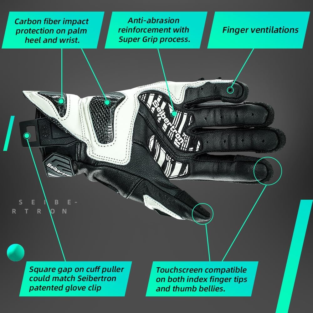 Seibertron SPS Series Touchscreen Motorcycle Motocross BMX ATV MTB Bicycle Cycling Full or Half Finger Gloves Adult and Youth