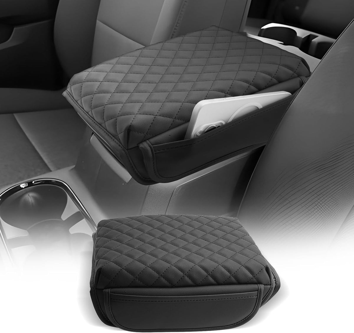 CDEFG for Chevrolet Colorado 2023-2025 2026 Center Console Cover Armrest Box Cover for Chevy Colorado (WT, LT, Trail Boss, Z71, ZR2) Accessories Console Arm Rest Protector 2 Side Pocket