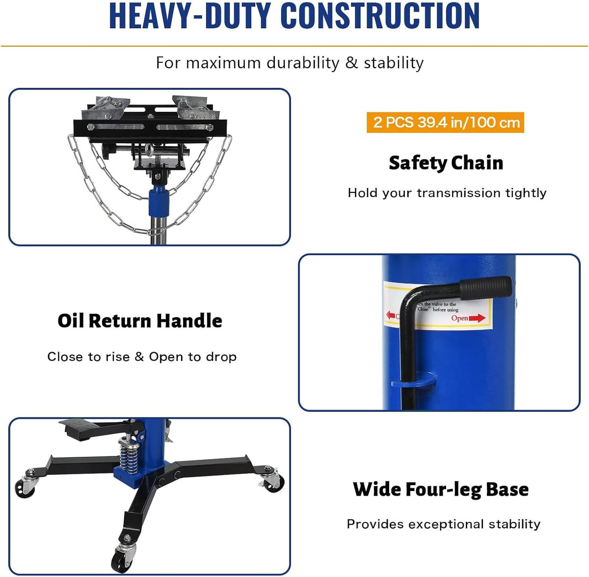 Transmission Jack with Wheels-Hydraulic Transmission Jack with Foot Pedal, 1/2Ton(1322LBS) High Telescoping Lift Jacks 33.8" to 72.8" for Garage and Shop