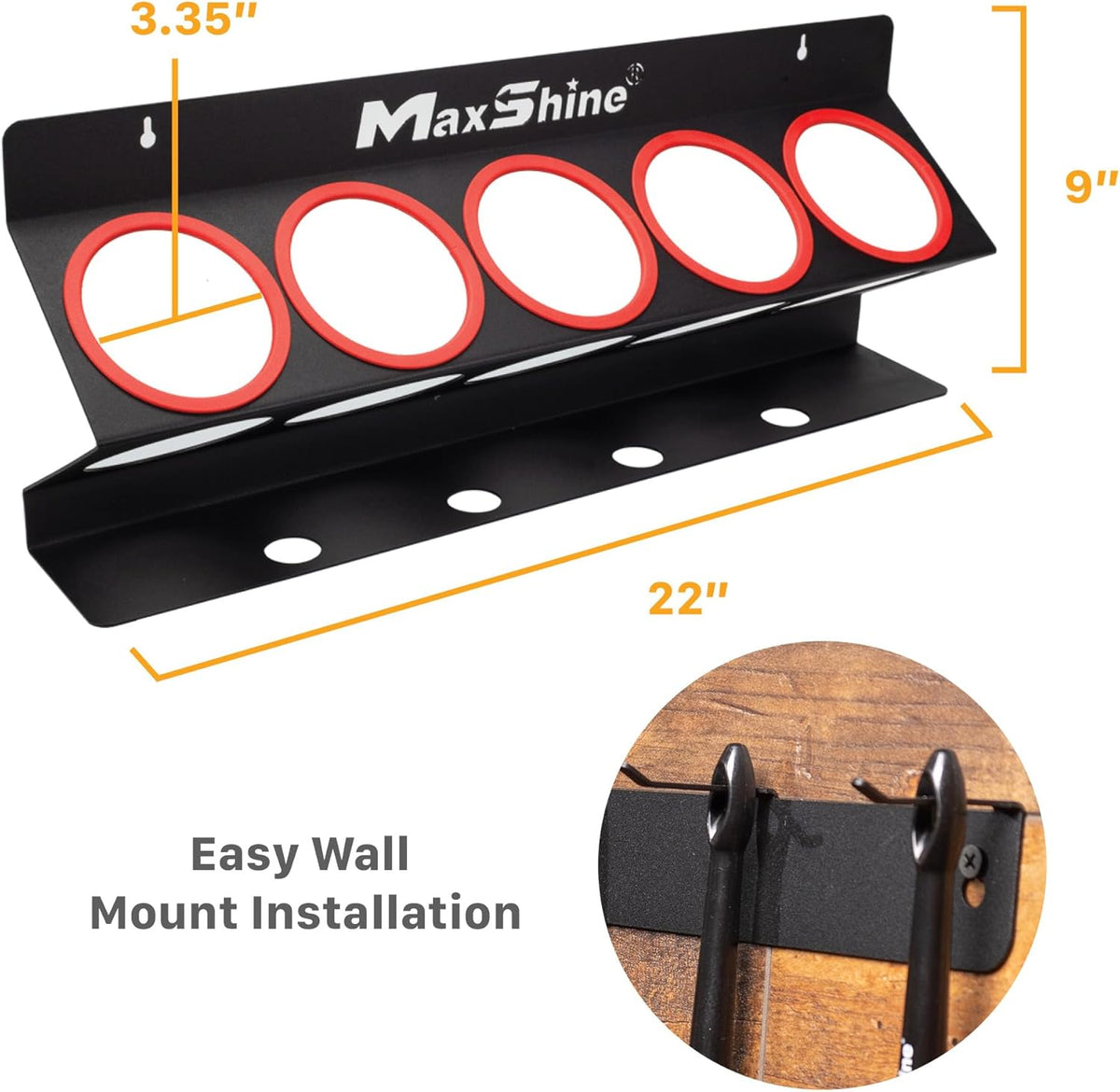 Universal Detailing Spray Bottle Holder - Mobile Detailing & Car Garage Organizer, Holds 5 Sprayers (16/32oz) with 4 Small Holes, Lightweight Design, Easy Wall Mounting (2)