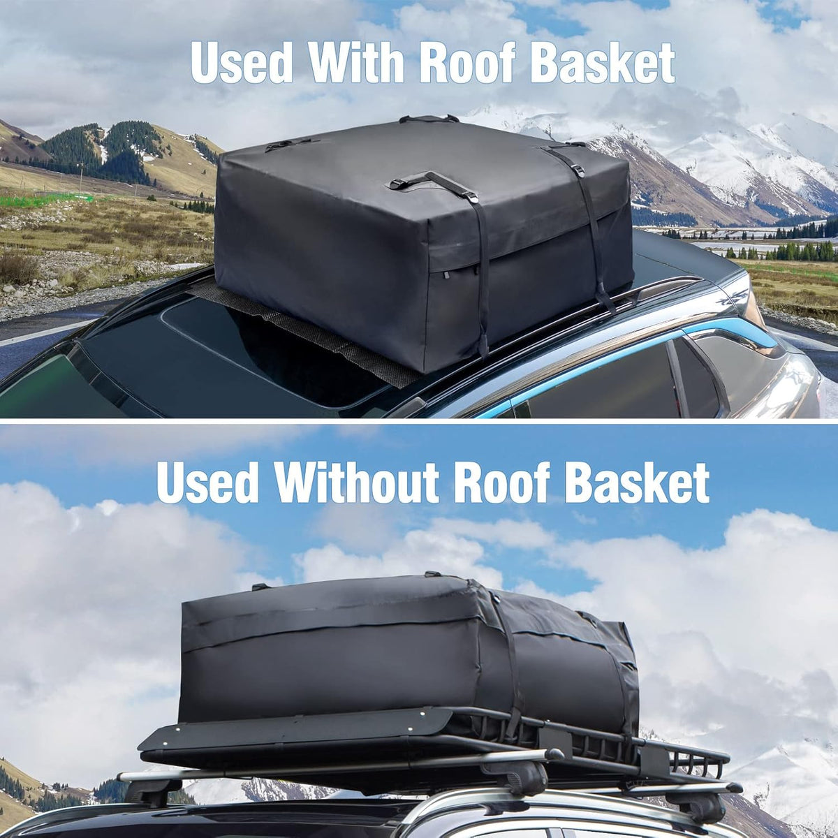 Leader Accessories Roof Rack Cargo Basket Set, Car Top Luggage Holder 64"x 39" + Waterproof Rooftop Cargo Carrier Bag