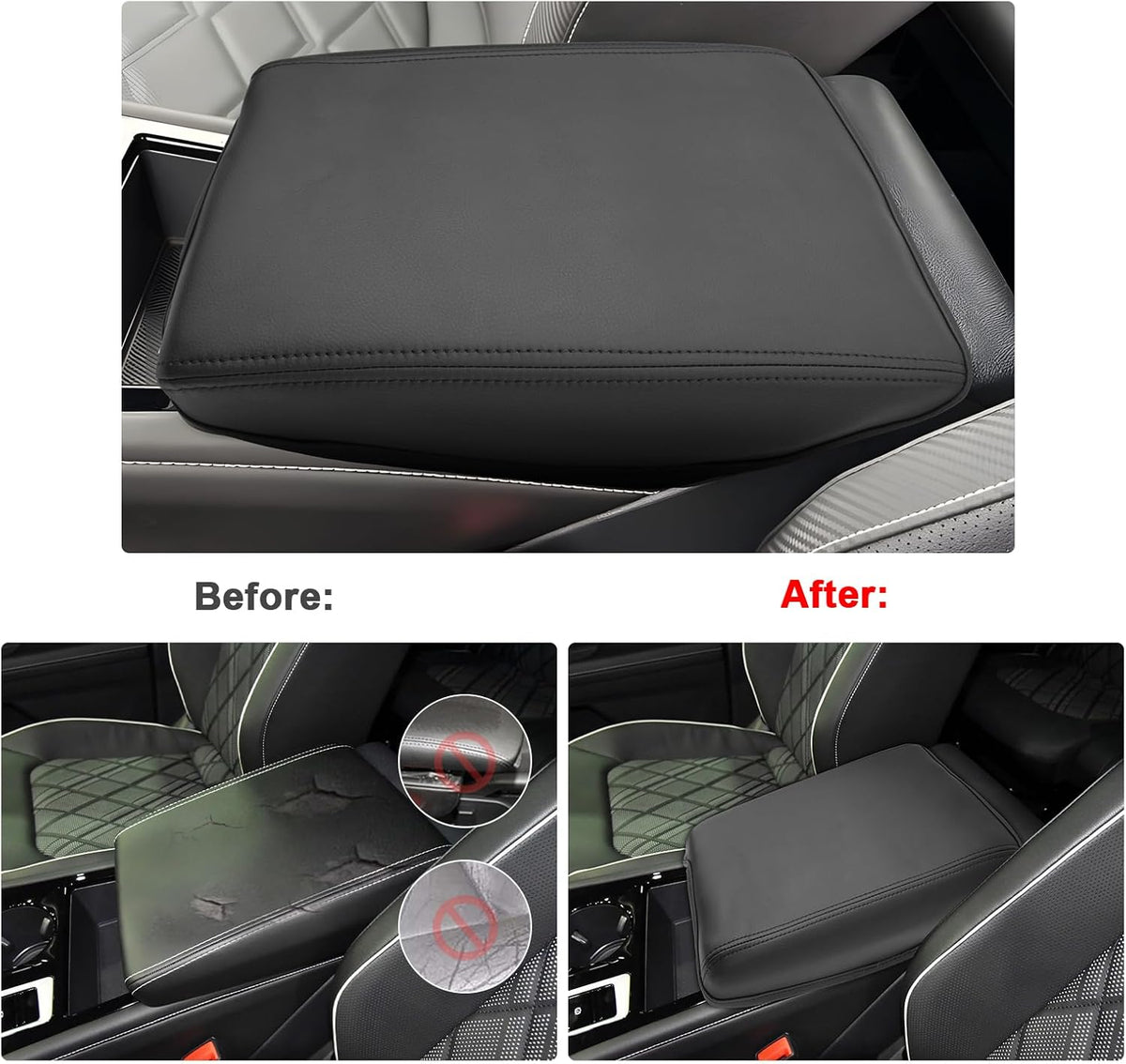SXCY for 2024 2025 VW Atlas Armrest Cover for Volkswagen Atlas 2024 2025 Console Cover 2025 Atlas Center Console Cover 2024 2025 Atlas SEL Premium R-Line Accessories Middle Console Cover
