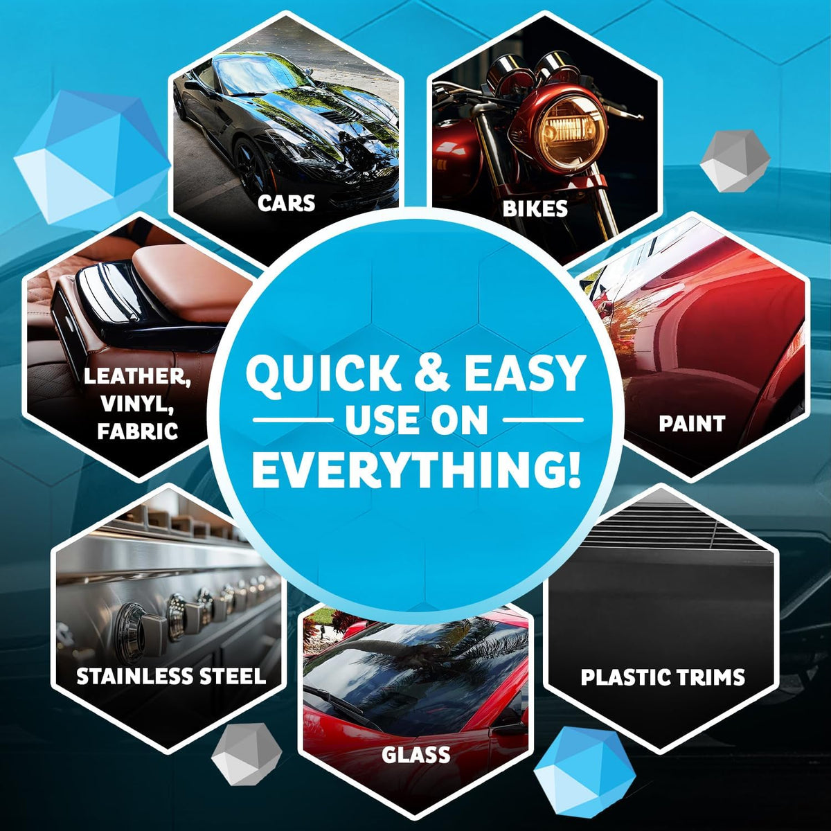 MAXLONE ™ Car Spray with Triphene® Technology, Quick Spray & Wipe Waterless Detailer - Clean, Shine, Protect Paint, Glass, Wheels, Trim Without Pre-Washing (20oz, 1 Gallon with 8 Micro Fiber Cloth)