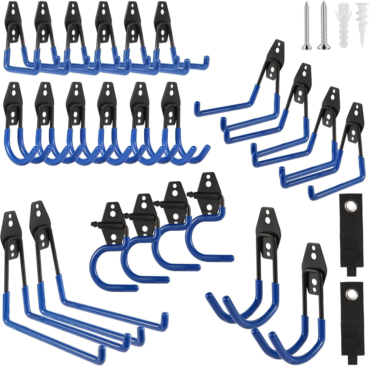 Garage Hook Heavy Duty Wall Storage Hangers, 26 Pack Garage Storage Hooks Steel Tool Blue for Ladders, Ropes, Garden Tools