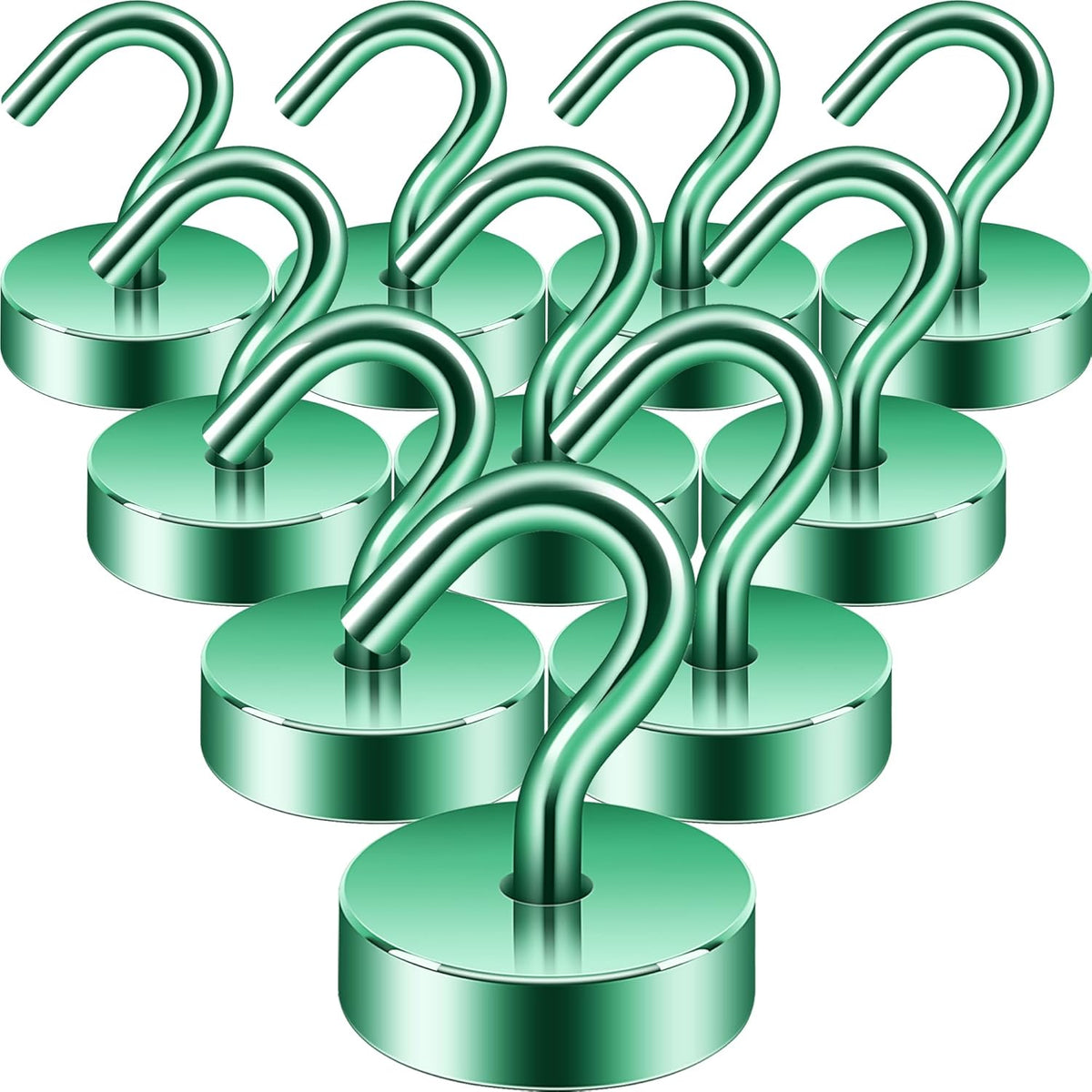Neosmuk Magnetic Hooks, Cruise Ship Essentials, 40lb+ Heavy Duty Magnetic Hooks for Cruise Cabins, Refrigerator, Grill, Hanging, and Travel | Extra Strong Must-Haves Magnet Hook,Green,Pack of 10