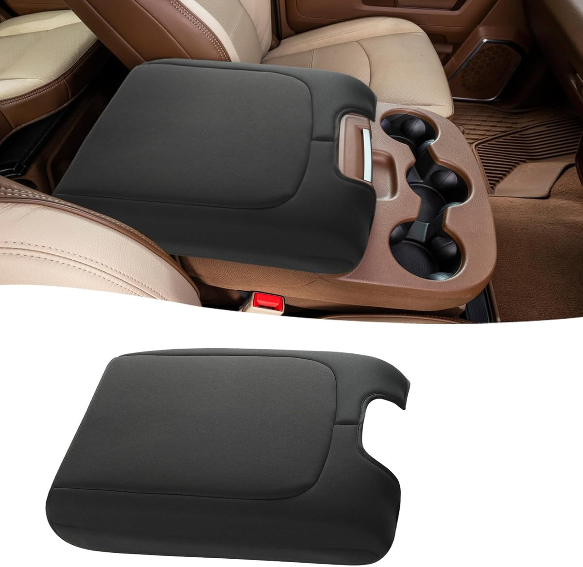GIANT PANDA Custom Fit Console Cover for 2013-2018 Ram 1500 & 2013-2024 Ram 2500/3500/1500 Classic Model Jump Seat Console - Neoprene Armrest Center Cover - Full Protection - Black
