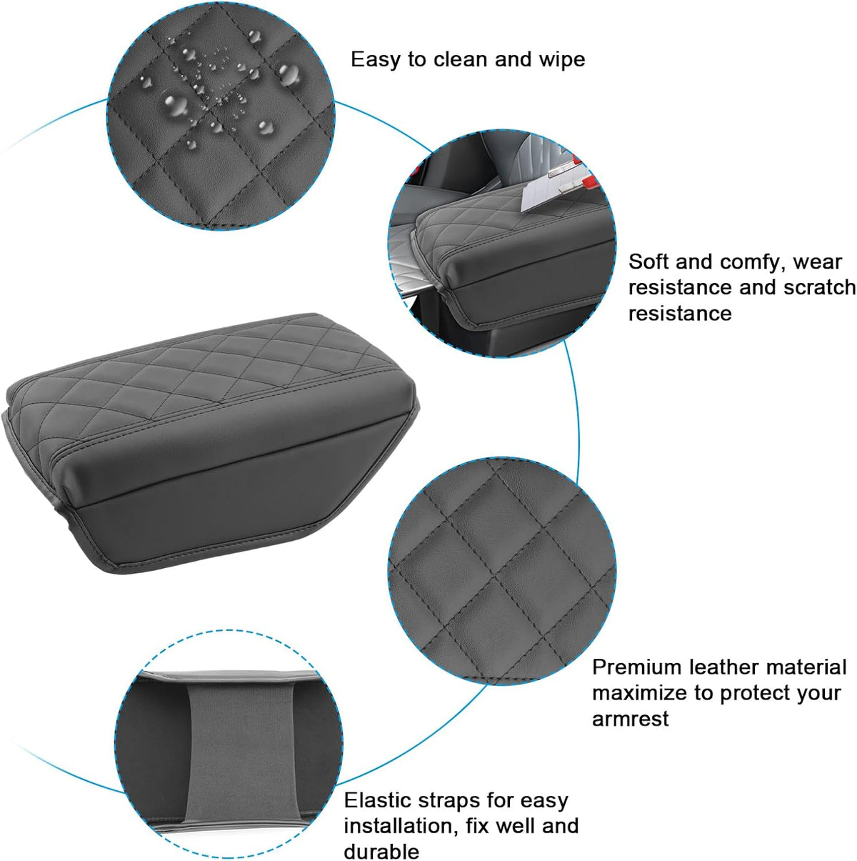 SXCY for 2024 2025 Sportage Armrest Cover Pad for Kia Sportage 2024 2025 Accessories 2023 2024 2025 Sportage Center Console Cover 2025 Sportage Middle Console Cover (Thicken Pad Checkered Pattern)