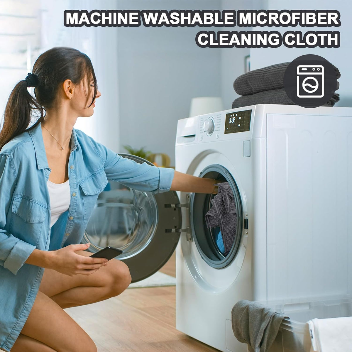 Tenare 100 Count 12'' x 12'' Microfiber Cleaning Cloths Reusable Cleaning Rags Bulk Microfiber Towels Softer Highly Absorbent Washcloths for House Kitchen Car Window(Dark Gray)