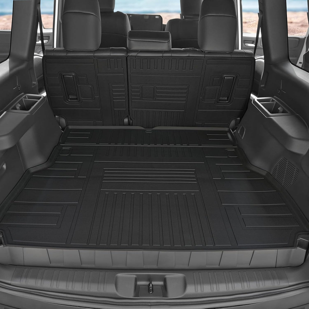 Floor Mats Set for 2024 2025 Toyota Land Cruiser Prado 5 Seats, Full Coverage All Weather Floor Mats Cargo Mat with Backrest Protectors & Door Sill Guards for Land Cruiser Accessories