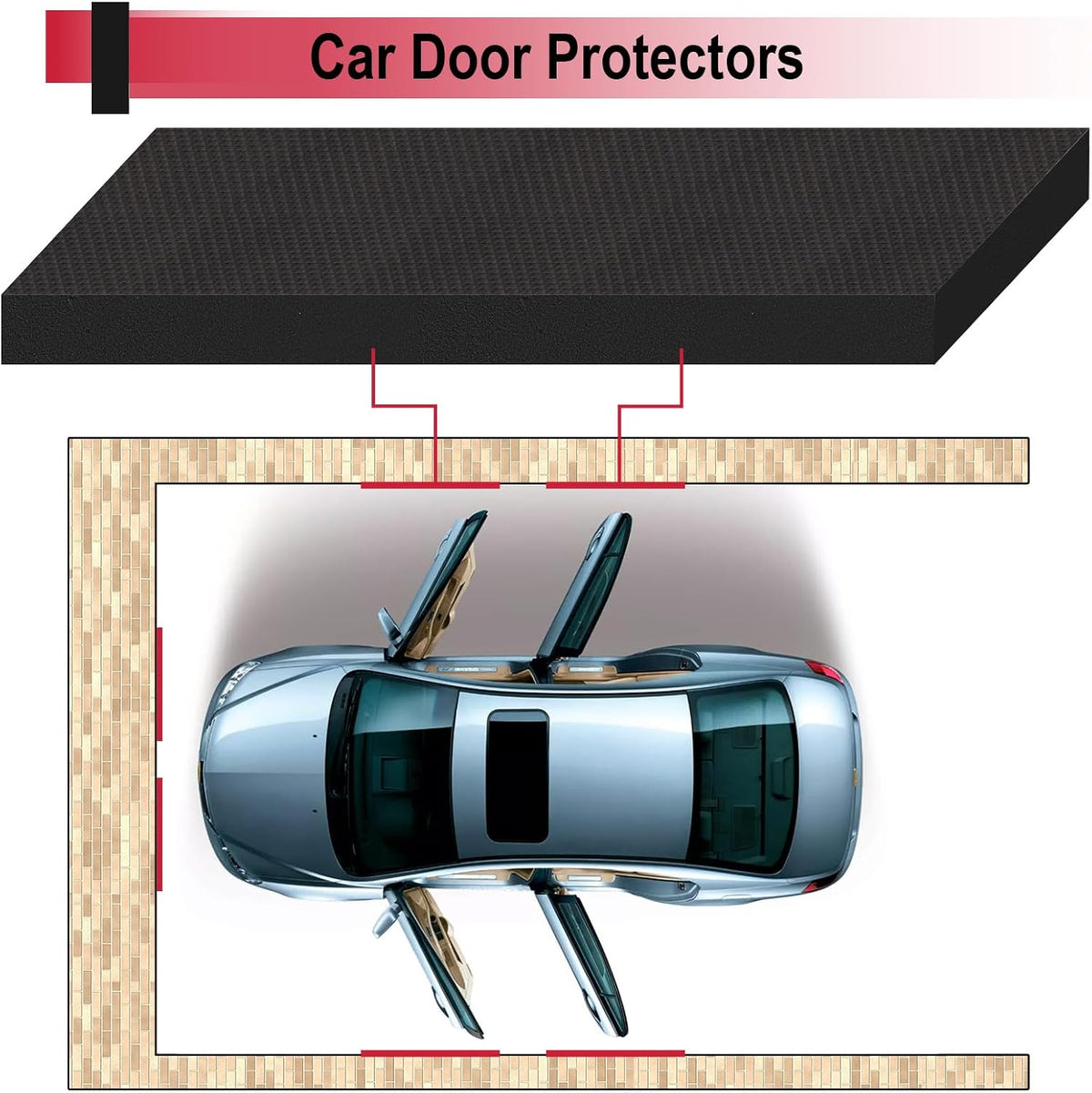 Garage Wall Protector for Car Doors, Garage Wall Bumper, Waterproof Garage Anti-Collision Strip, 15.74" x 5.9" x 0.7" Self Adhesive EVA Foam for Collision Protection (2 Pack)