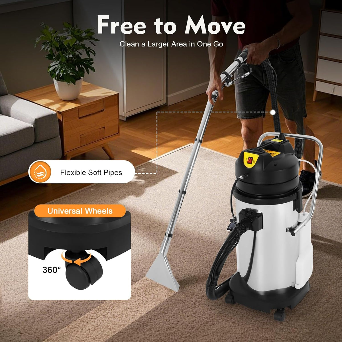DYRABREST 40L Commercial Carpet Cleaning Machine 3 in 1 Upholstery Cleaner Machine 1000W Professional Extractor Vacuum Washing Machine for Cleaning Carpets, Sofas, Curtains, Vacuuming and Spraying