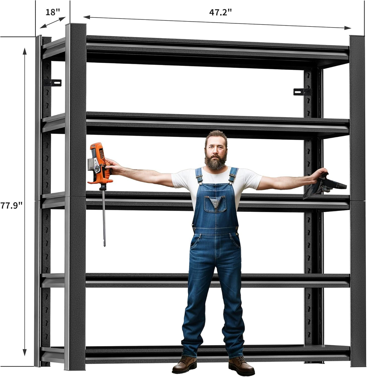 78" H 47.2" Wide Garage Shelving,Thickened Heavy Duty Metal Shelving Adjustable Shelves,Garage Storage Shelves,Shelving Rack Industrial Shelving Tool Shelf for Basement Metro