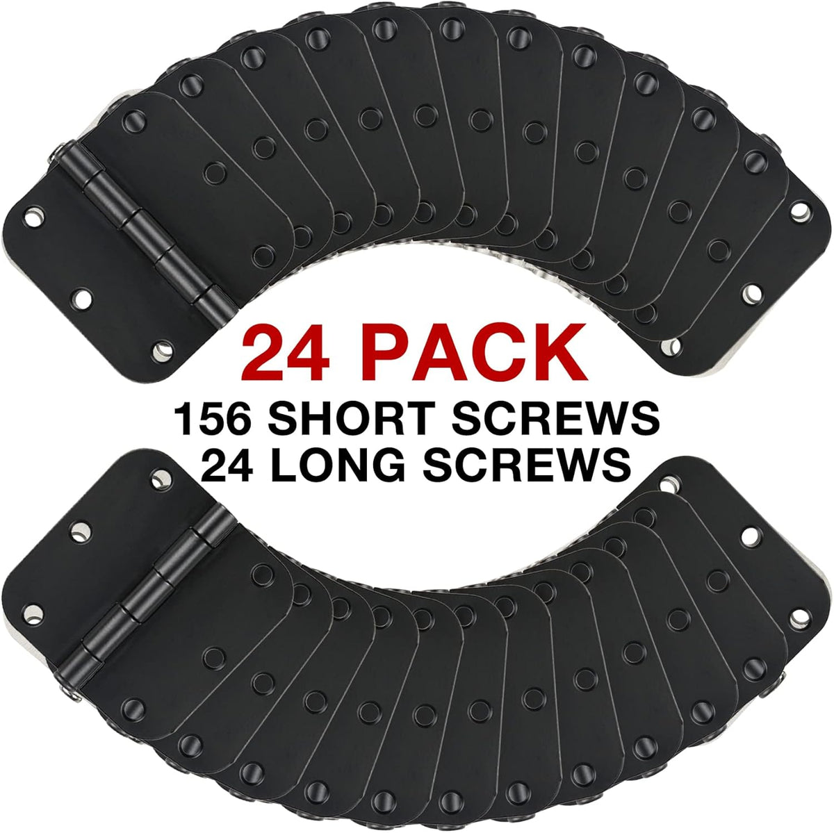24 Pack Matte Black Door Hinges 3.5 x 3.5 Inch Interior 3 1/2 Inch Door Hinges for Doors Rounded 5/8" Radius Corners Flat Iron Hinge 3 ½"x 3 ½" Door Hardware Bisagras para Puertas Bedroom Home Decor