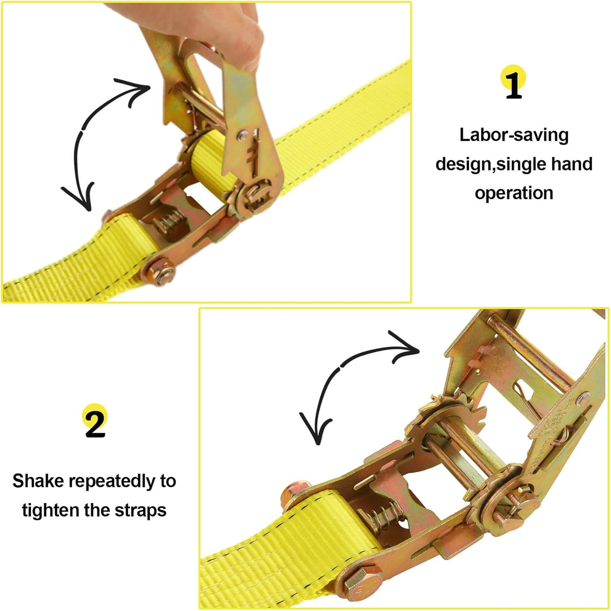 4 Pack 2 Inch Ratchet Straps Heavy Duty 20ft Tie Down Straps Ratchet with Double J Hook, 10000 LBS Break Strength, Cargo Ratchet Straps for Moving, Truck, Trailers, Motorcycles, Kayaks, Car Roof