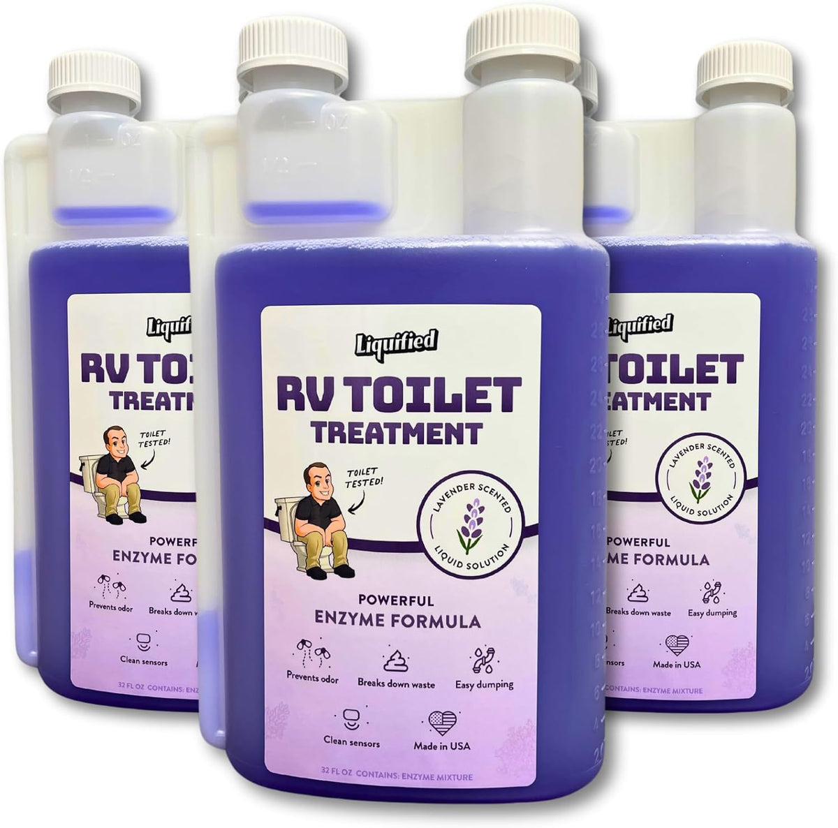 Liquified RV Toilet Treatment Bundle- Black Holding Tank Digester - Odor Eliminator - Lavender Scent - Matts RV Reviews (Lavender, 32oz, 3 Pack)