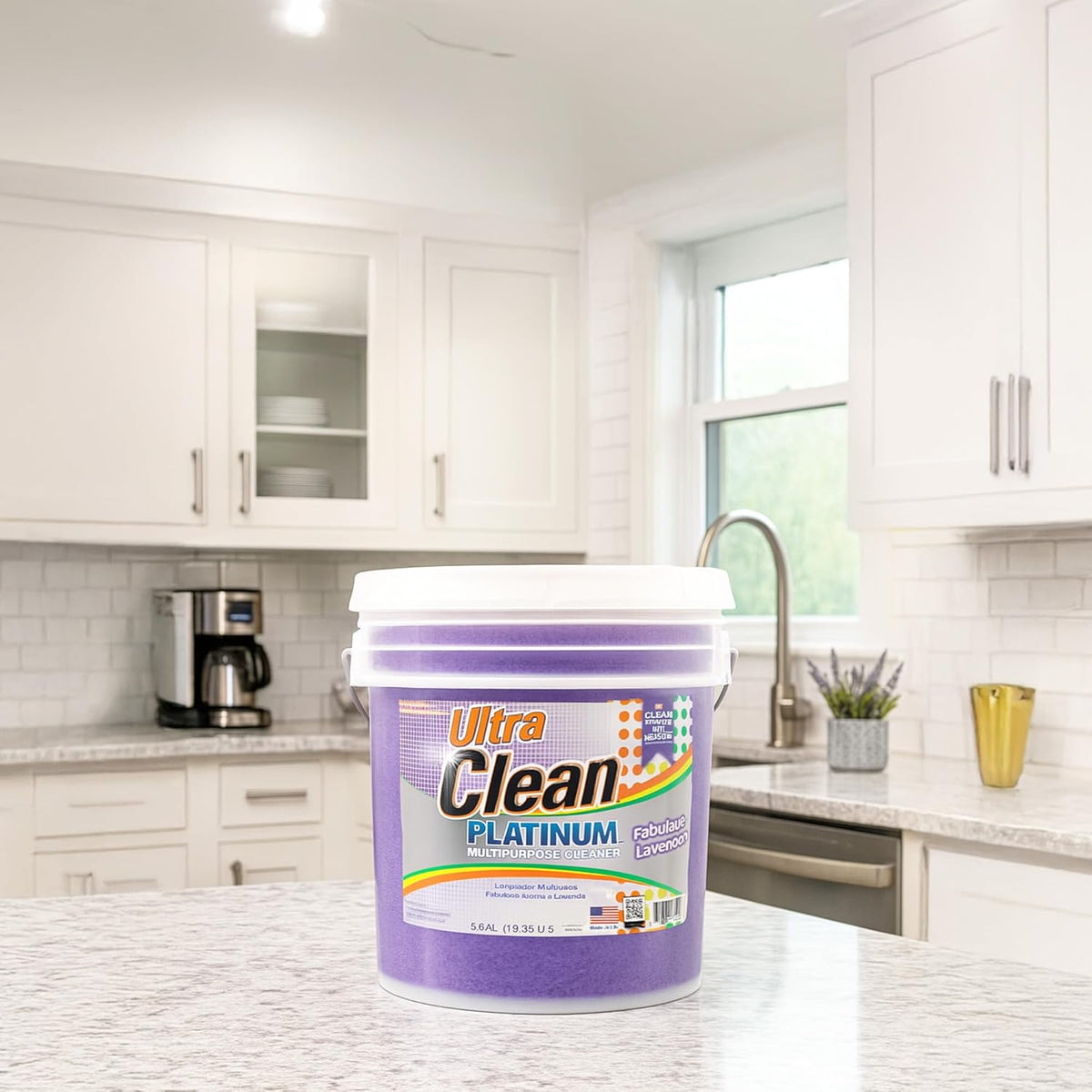 Ultra Clean Platinum Multipurpose Cleaner, Non-Abrasive and Bleach-Free, for Kitchen Counters, Bathroom Floors and Garage Spaces, Lavender, 5 Gallons