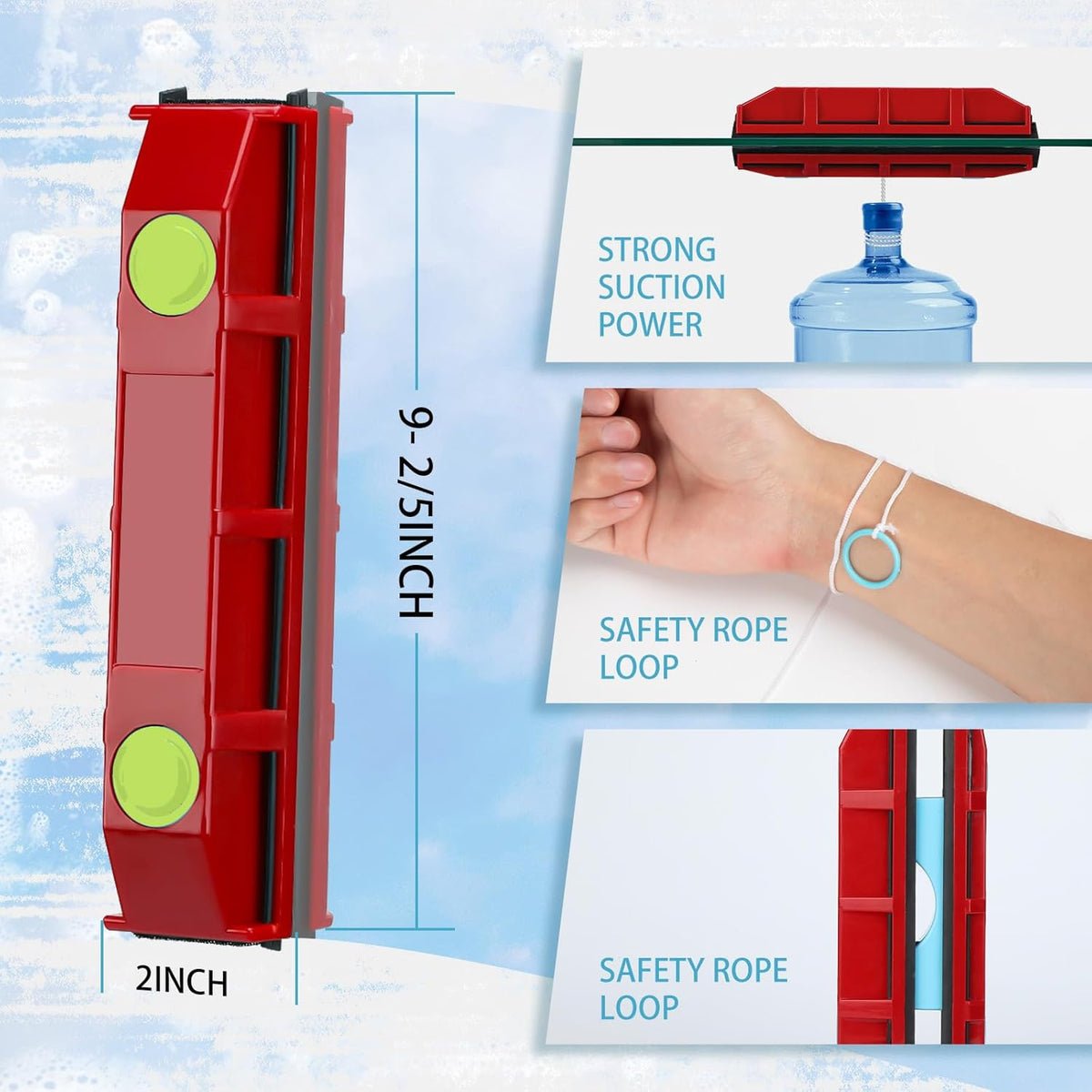 Magnetic Window Cleaner, 0.8"-1.1" Double Sided Window Glass Wiper Cleaning Tool for High-Rise Cleaning Windows Thickness, Magnetic Car Window Cleaner, Outdoor Window Cleaner