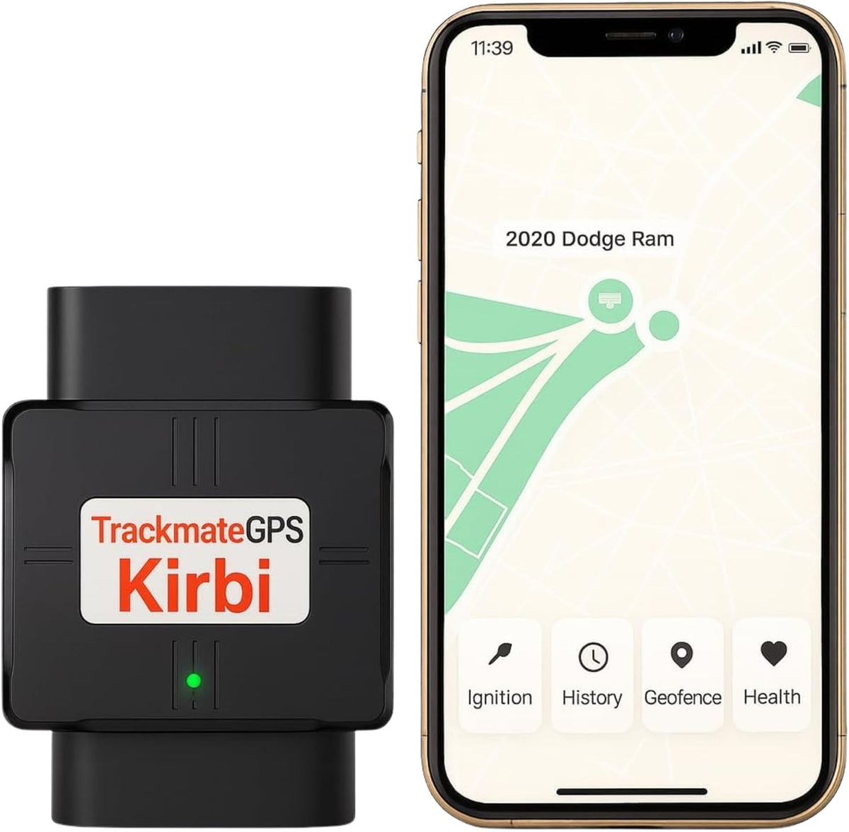 Kirbi OBD Tracker, GPS Tracker for Vehicles Real-Time Tracking, Worldwide Compatible Vehicle Tracker, Lightweight and Compact Car GPS Tracker, Plug-and-Play