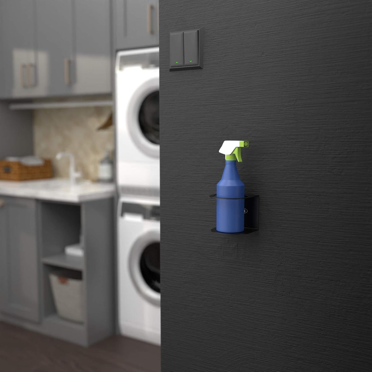Koova All-Purpose Spray Bottle Holder | Easy Install Wall Mount - Hardware Included | Heavy-Duty Powder Coated Steel Storage Rack for Garage And Home | Craft Workspace Paint Bottle Organizer USA Made