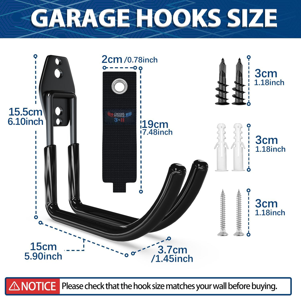 3-H Large Garden Hose Holder Wall Mount 4 Pack,Solid Steel Hose Hanger,Water Hose Holders for Outside,Perfect for Hanging Outdoor Air Hose,Ropes,Pipes,Garden Tools,Ladders,Bikes,Bulk Items(Black)