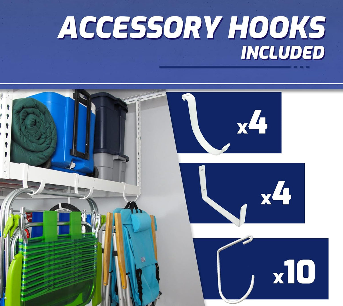 SafeRacks Overhead Garage Storage Rack, Heavy Duty Racks for Garage w/ 600 lb Capacity, Easy Garage Storage Adjustable Storage Rack Ceiling Mount Storage for Garage 4x8 White, 12"-21" (2 Pack)