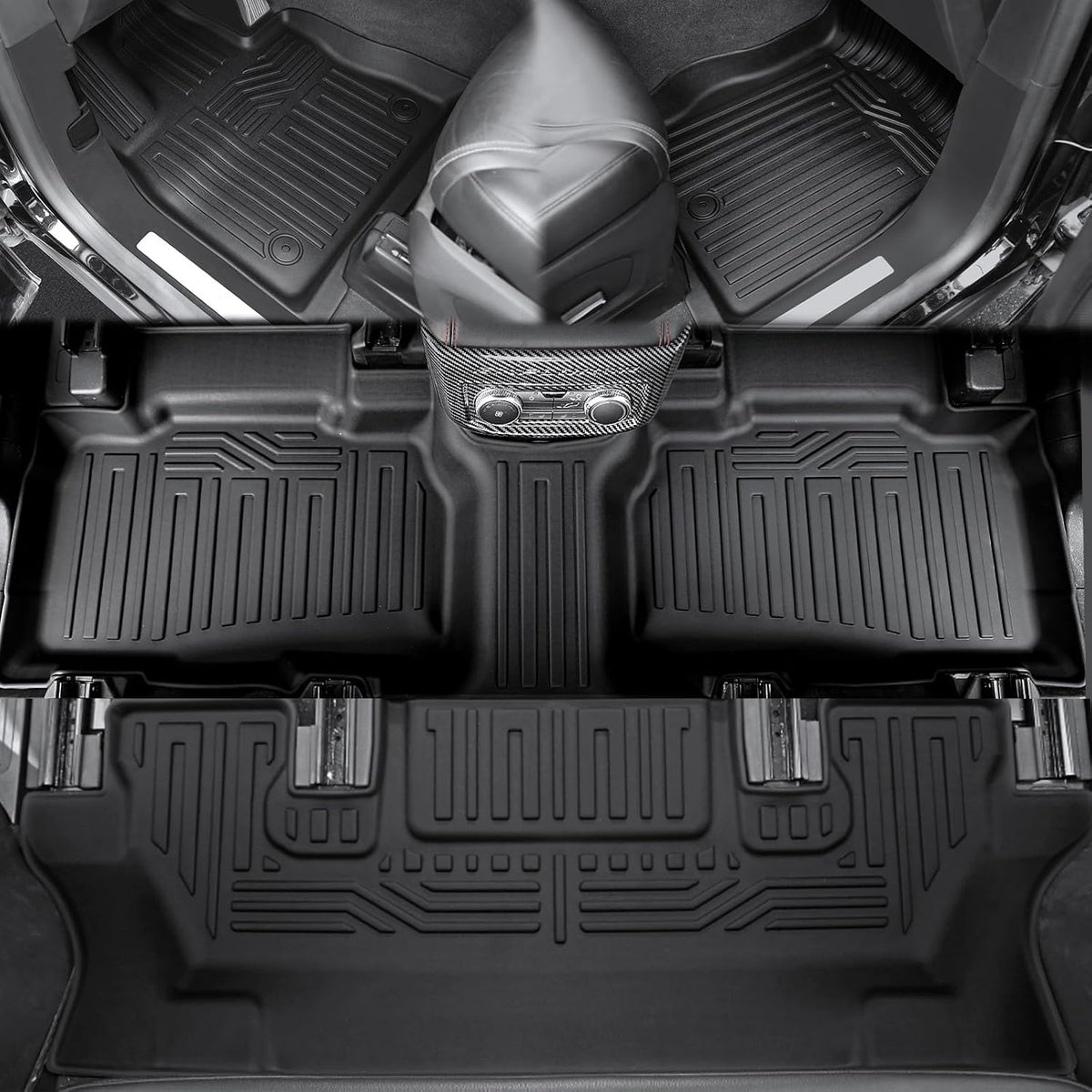 Floor Mats for 2025 2020-2024 Ford Explorer (6-seat), All Weather TPE Floor Mat Cargo Mat with Backrest Mats for Ford Explorer ST Car Accessories