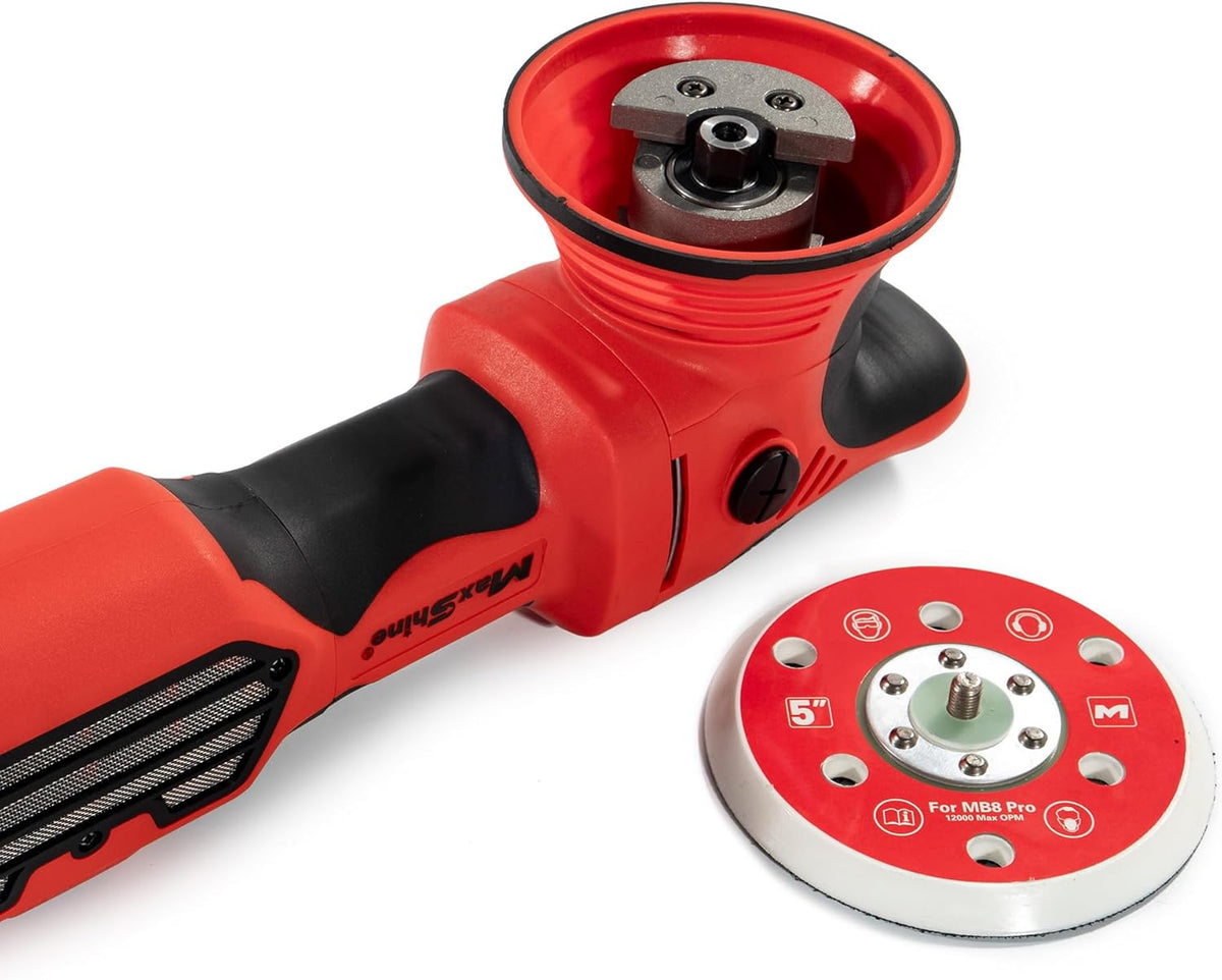 Maxshine 8mm Throw, 5" Plate Brushless MB8 Pro Dual Action Polisher, Car Detailing - Powerful 1200W, 5/16"-24 Thread - Auto Detailing Tool for Paint Protection