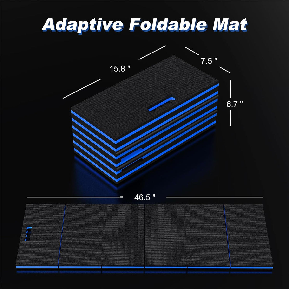 Thick Mechanic Mat, Foldable EVA Mat with Magnetic Tool Compartments, Waterproof Mechanic Kneeling Pad with Handle for Garage Workshop Repairing Gardening, 46.5" x 15.8" x 1.1 ", Black & Blue