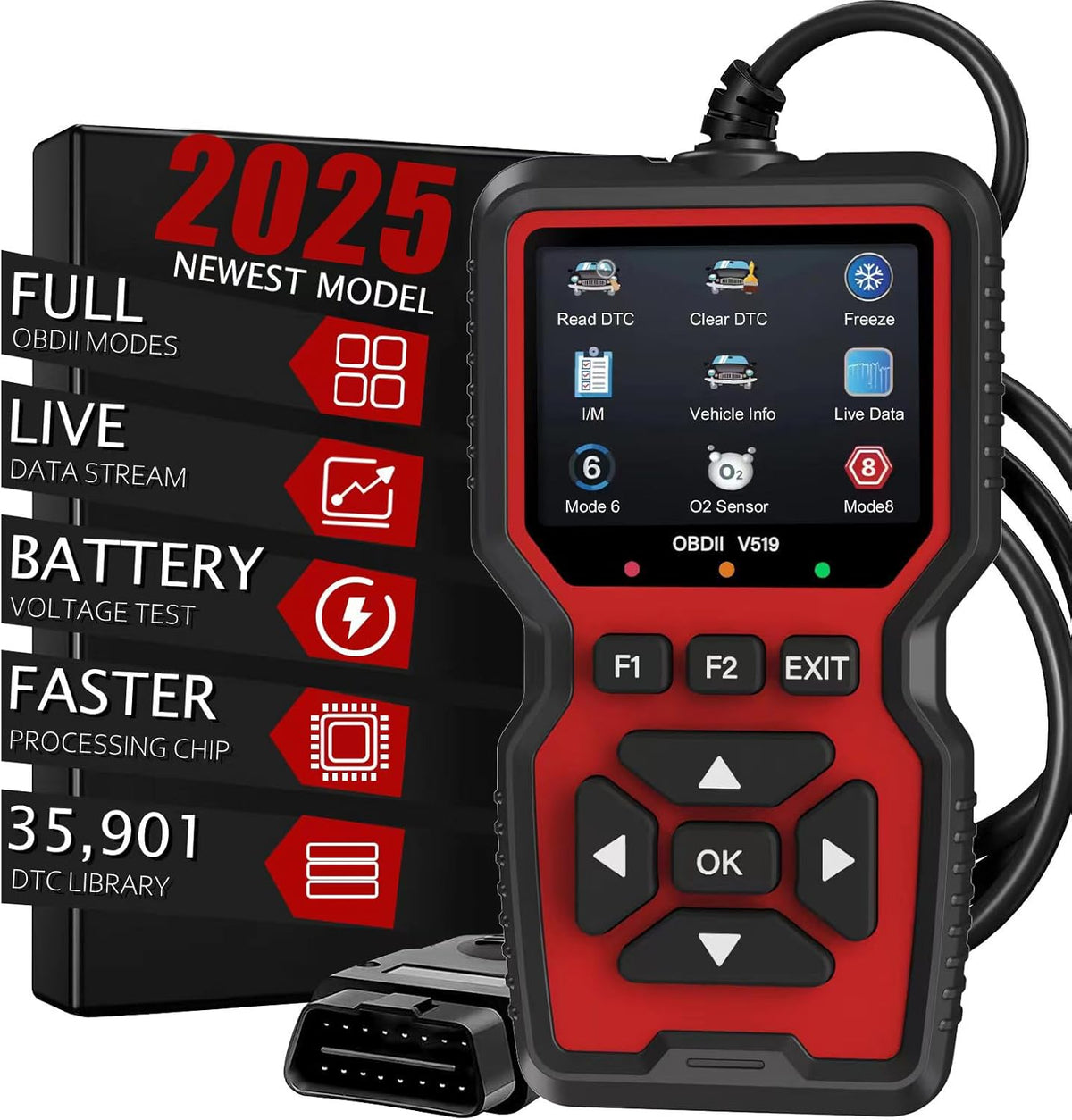 OBD2 Scanner Diagnostic Tool, Check Engine Code Reader OBD2 Scanner with Reset, Mode 6, Mode 8 & I/M Readiness, Auto Check Engine Light Car Diagnostic Scan Tool for All OBDII Car Since 1996