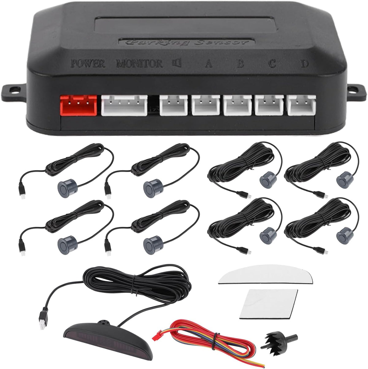Motoforti Universal Car Auto Vehicle Reverse Backup Radar System Reverse Parking Sensors Alarm Buzzer Reminder Distance Detection Gray 8 Parking Sensors