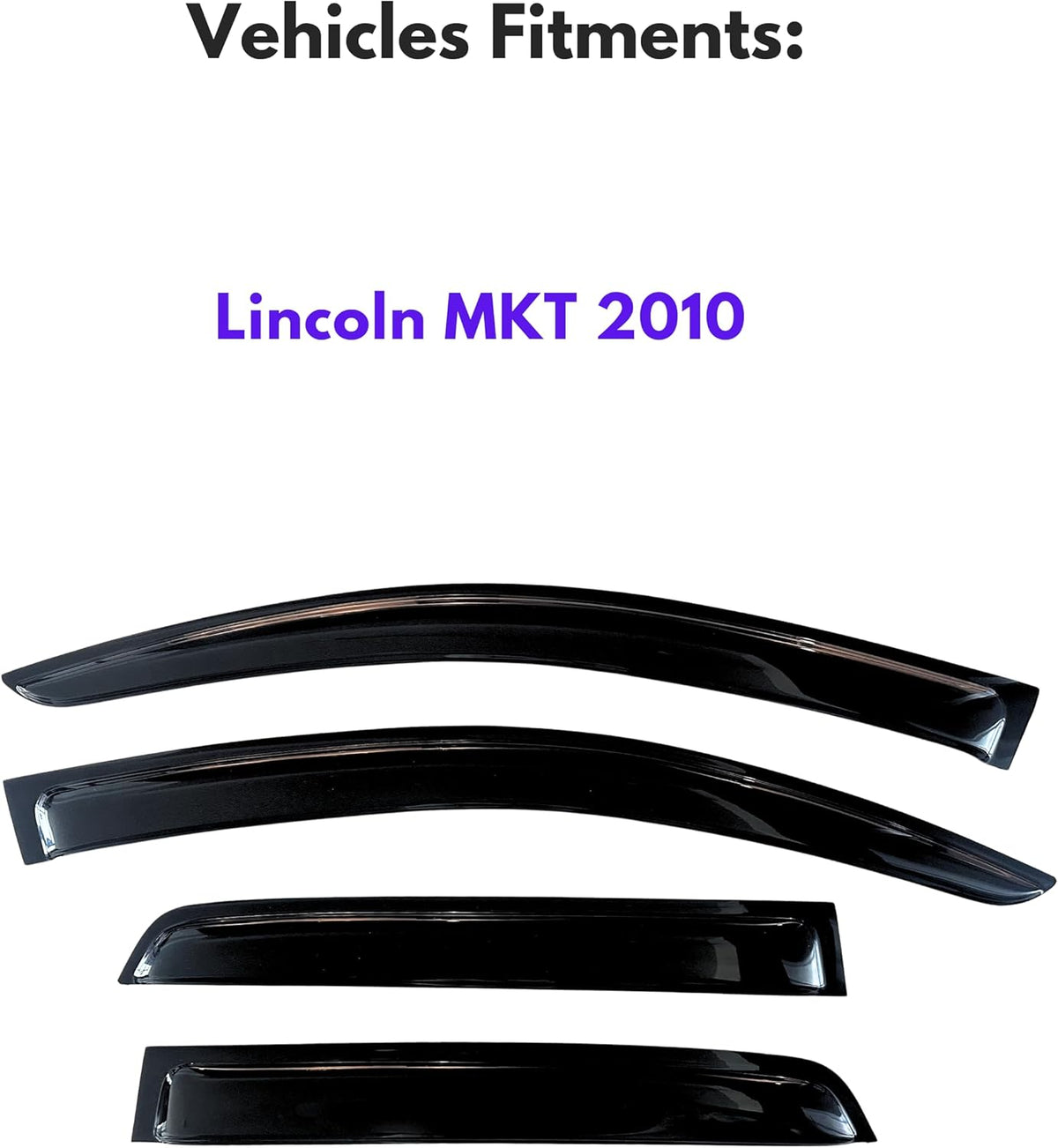 KPY Window Visor Compatible with Lincoln MKT 2010, Rain Guard Window Vent Deflectors Tape-On Style