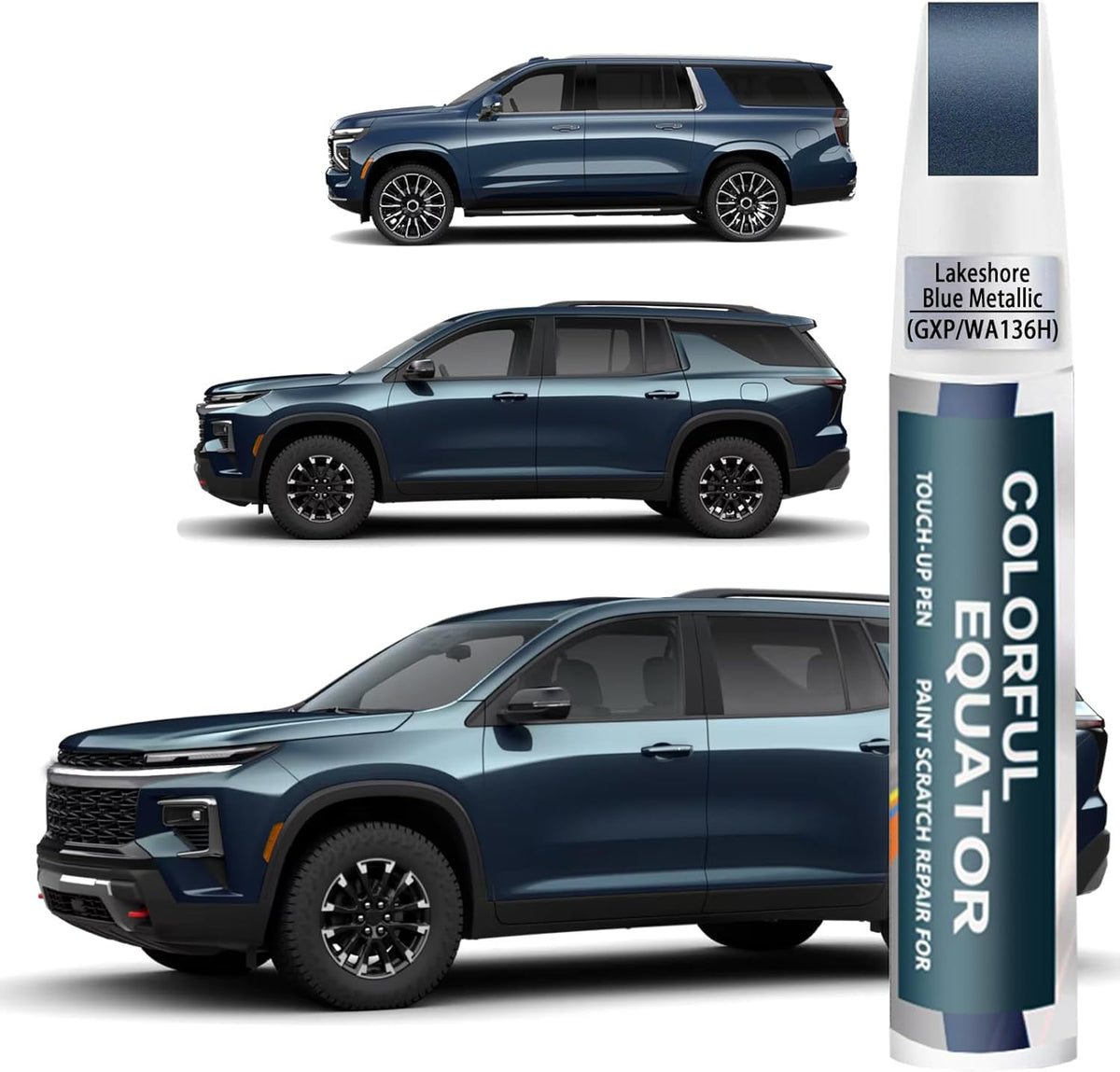 Lakeshore Blue Metallic(GXP/WA136H) Touch Up Paint Compatible with Chevrolet, Car Paint Pen Scratch Repair Two-In-One Touch Up Paint, Premium Car Scratch Remover for Deep Scratches