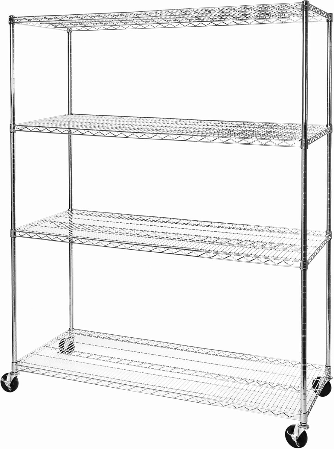 Seville Classics UltraDurable Heavy Duty NSF Solid Steel Wire Rack Storage Unit, Organizer for Garage, Warehouse, Office, Restaurant, Classroom, Kitchen, Steel, 4-Tier Shelving, 60" W x 24" D