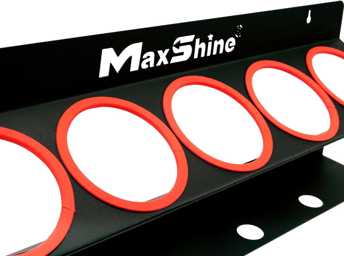 Maxshine Universal Detailing Spray Bottle Holder - Mobile Detailing & Car Garage Organizer, Holds 5 Sprayers (16/32oz) with 4 Small Holes, Lightweight Design, Easy Wall Mounting (Set 1)