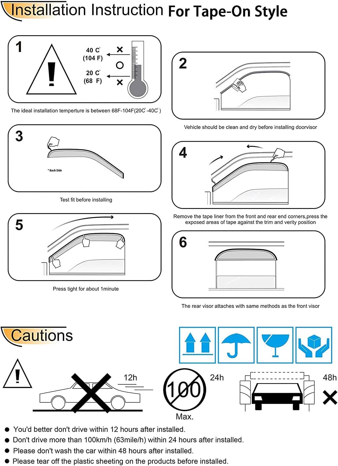 94539 Side Window Wind Deflector,4pcs Outside Mount Style Nice Sun Rain Guards Set,Dark Smoke Window Visor fit for 2005-2016 Nissan Xterra