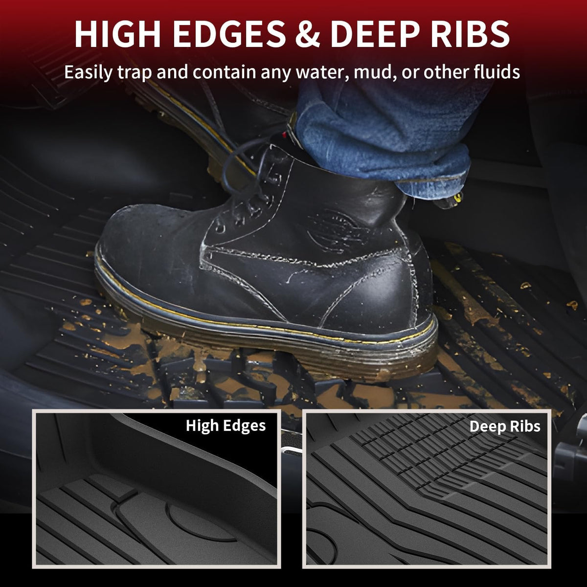 LASFIT Floor Mats for Mercedes Benz GLB 250/35 AMG 2025 2024 2023 2022 2021 2020, All Weather TPE Custom Fit Floor Liners for Mercedes Benz GLB250 & GLB35 AMG 1st & 2nd Car Mats, Black