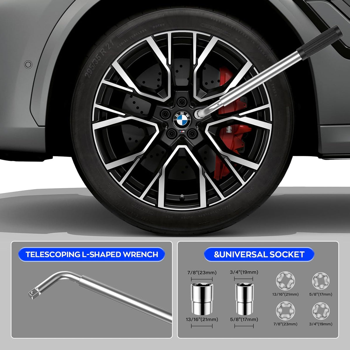 Car Jack Kit for BMW & MINI, 2.5 Ton Scissor Jack for BMW Vehicle with 2PCS Jack Pad, Portable Tire Changing Kit Compatible with B-M-W 1-3-5-7 Series, X-Series