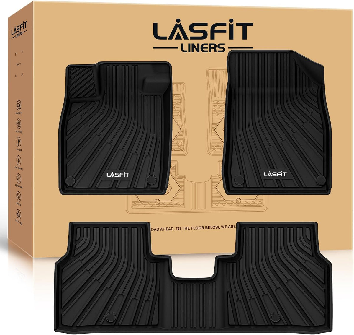 LASFIT Floor Mats Fit for Volkswagen ID.4 2025 2024 2023 2022 2021, Custom Fit TPE All Weather Waterproof Floor Liners 1st & 2nd Row Car Mats, Black
