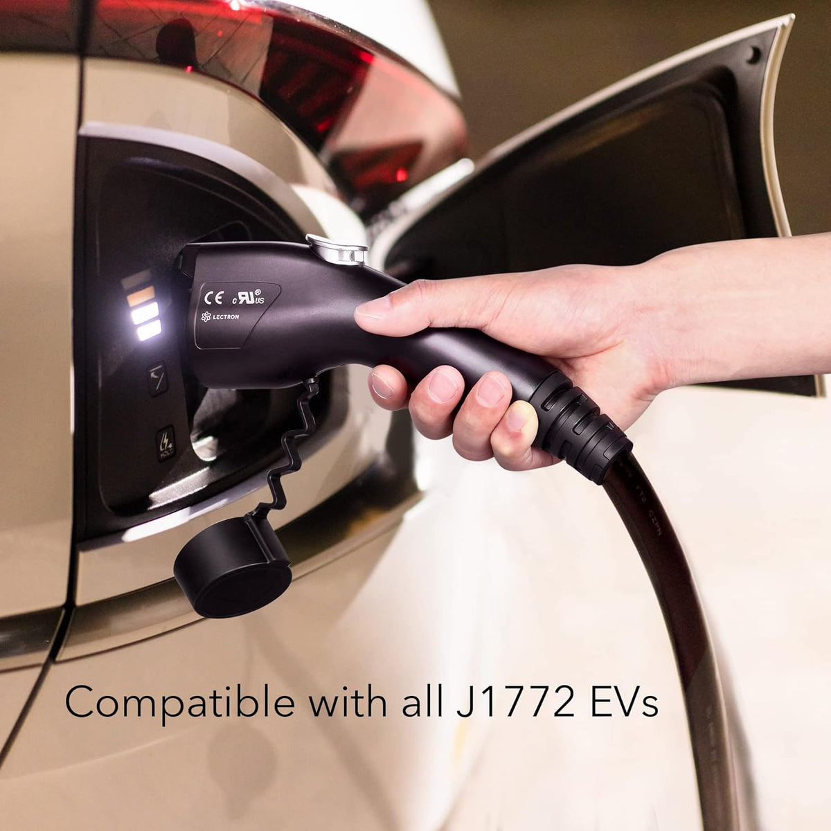 Lectron Level 1 EV Charger - ETL Certified, 110V, 15 Amp, 16 ft Extension Cord & J1772 Cable - Portable Electric Car Charger for J1772 EVs with NEMA 5-15 Plug
