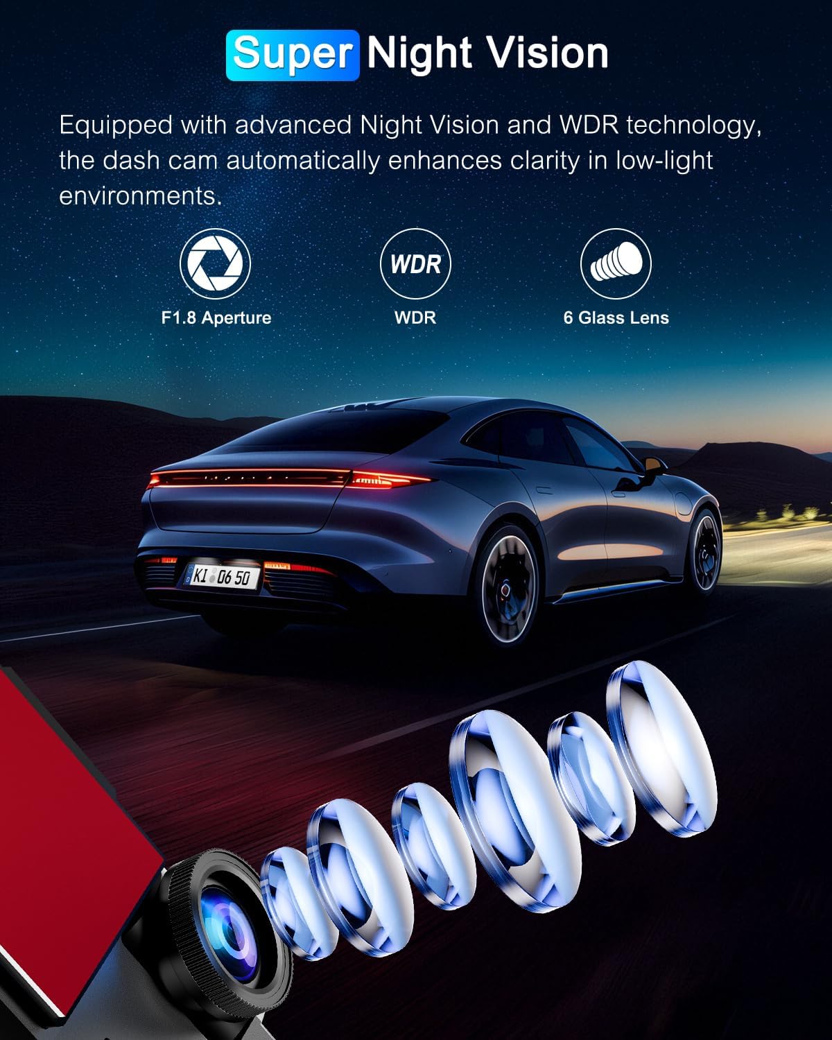 Dash Cam Front 4K Built-in 5GHz WiFi with CPL, Dash Camera for Cars with 64GB SD Card, App Control, 3.69" IPS Screen Dashcam with UHD 2160P, Night Vision, Loop Recording, Parking Mode, 170°Wide Angle