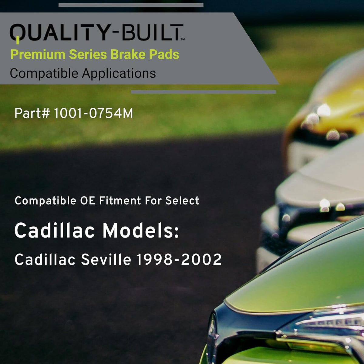 Premium Semi-Metallic Rear Brake Pads (1001-0754M) Compatible with Cadillac Seville 1998-2002