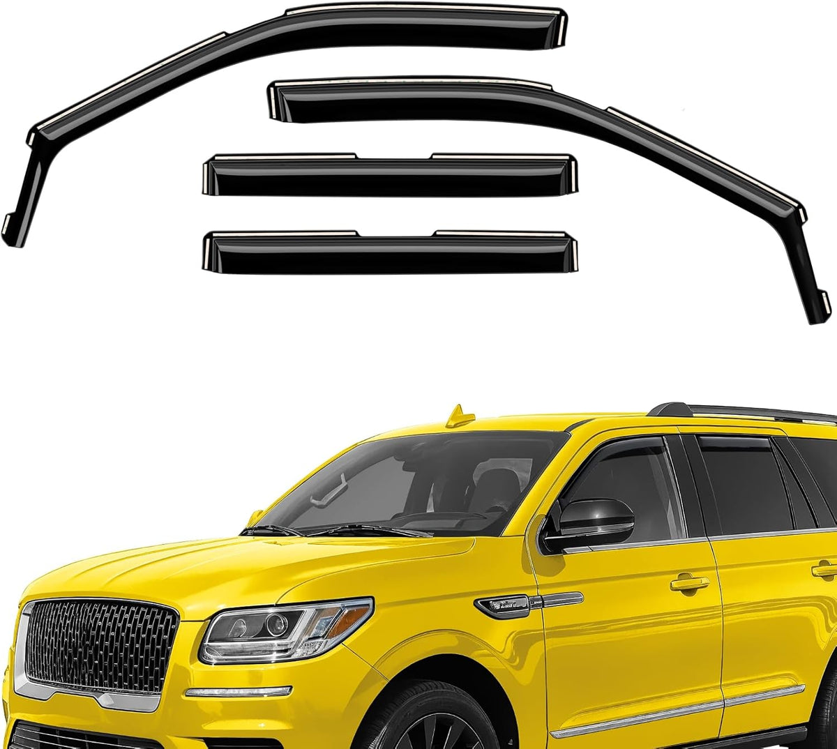 Extra Durable Window Deflectors in-Channel Window Visors Rain Guards Fit for Lincoln Navigator 2018-2024, Sun Visors, Wind Vent for Shades, Exterior Car Accessories - 4 pcs. AG0931